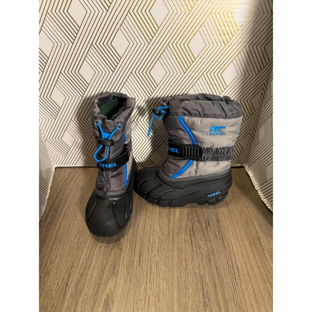 Sorel Kids Gray and Blue Waterproof Snow Boots